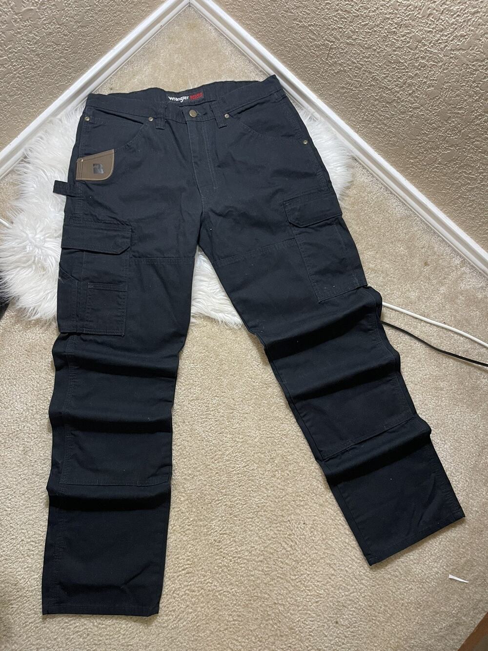 Wrangler® RIGGS Workwear® Ripstop Ranger Cargo Black Pants Mens Size 35x34